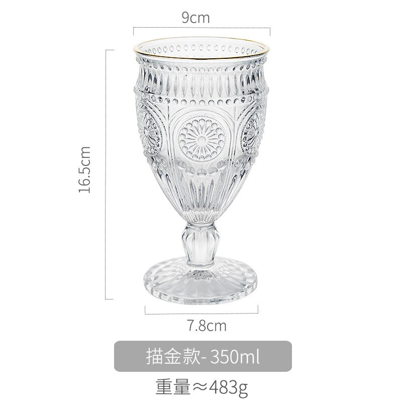 Large Outline In Gold Glass Cup Household Glass Tea Cup Nordic Transparent Relief Juice Glass Crystal Wine Glass Drinkware: A03 350ml