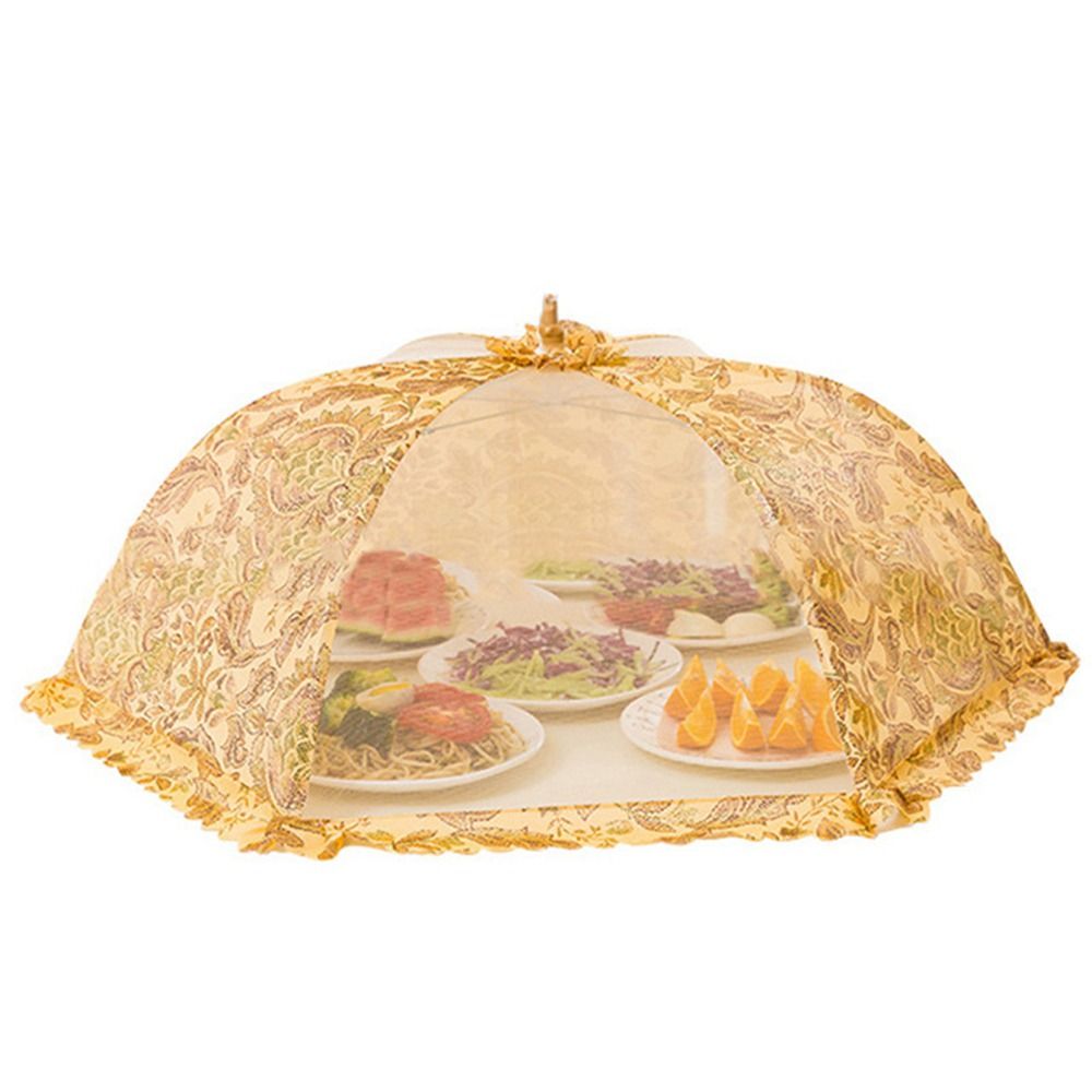 Stain Proof Dustproof Dining Table Lace Fabric Dish Tent Food Net Food Cover Food Lid Table Cover Kitchen Gadgets: Orange