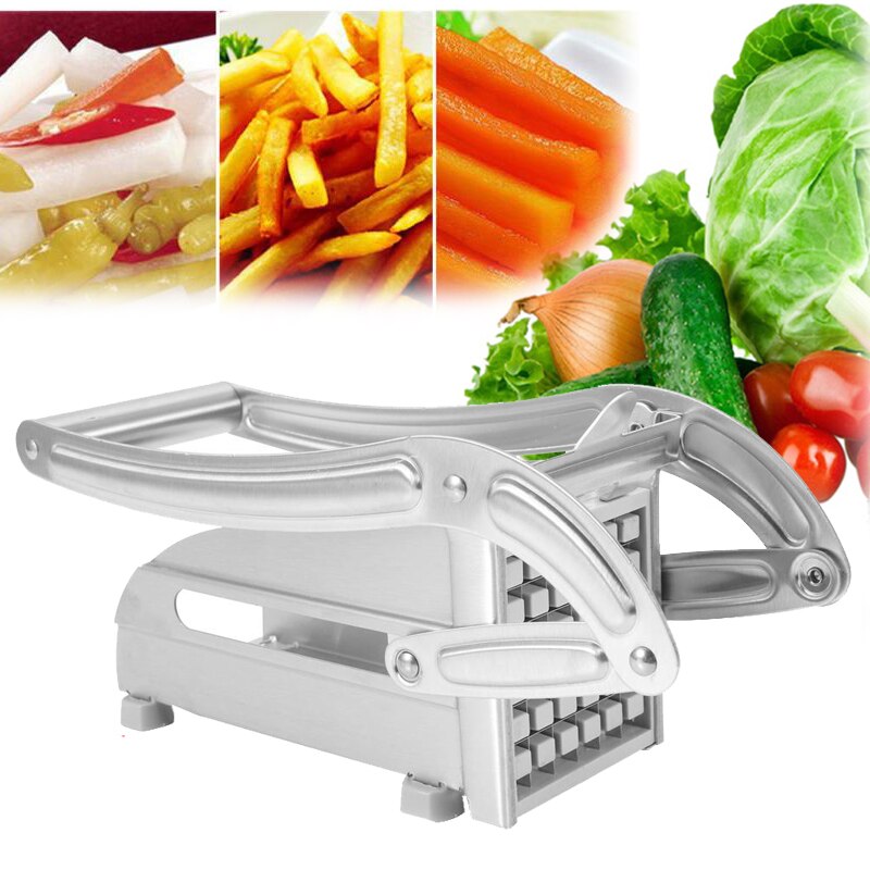 Stainless Steel French Fry Cutter Potato Vegetable Slicer Chopper Dicer 2 Blades