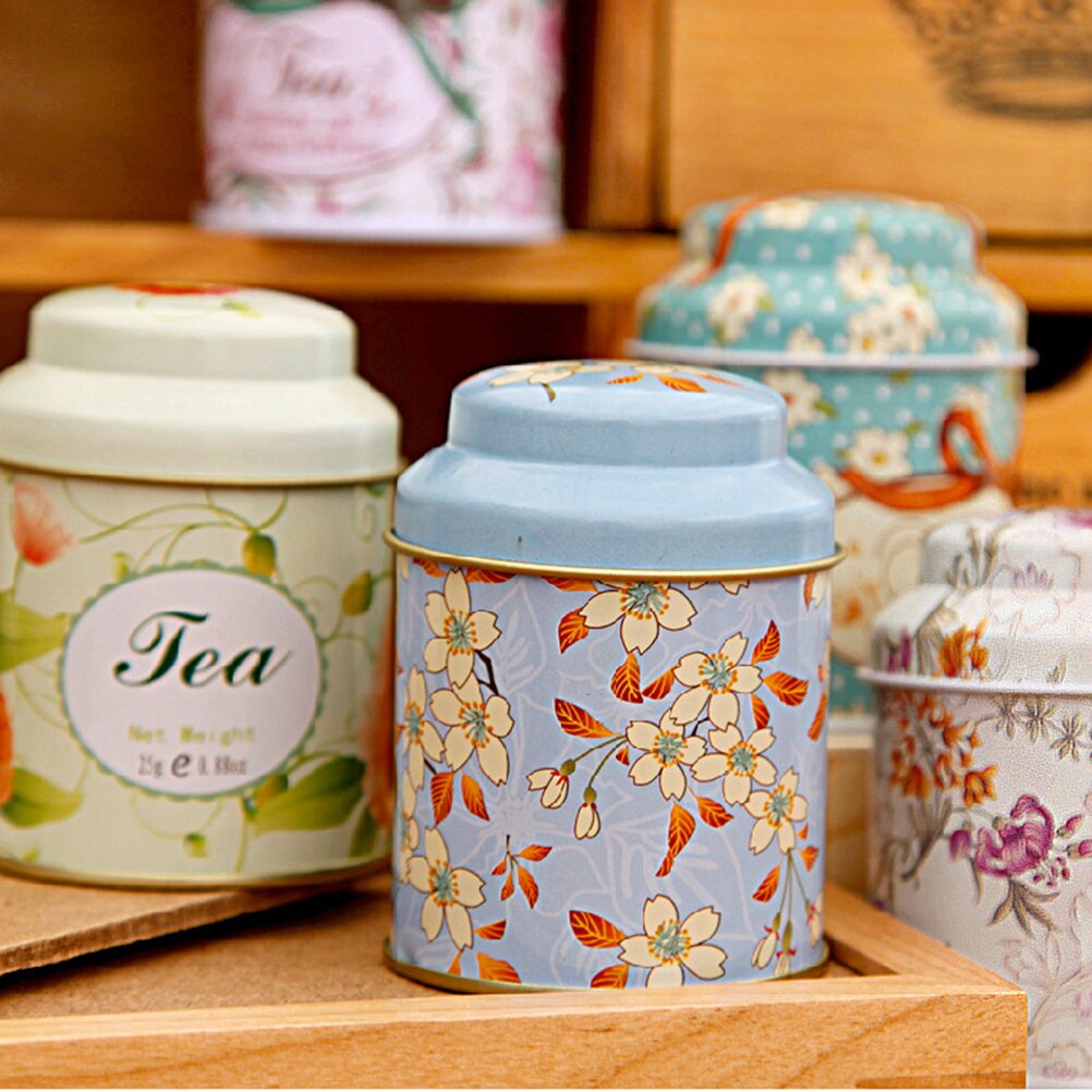 1Pc Bloem Metalen Suiker Koffie Thee Tin Jar Container Willekeurige Kleur Snoep Verzegelde Blikken Doos