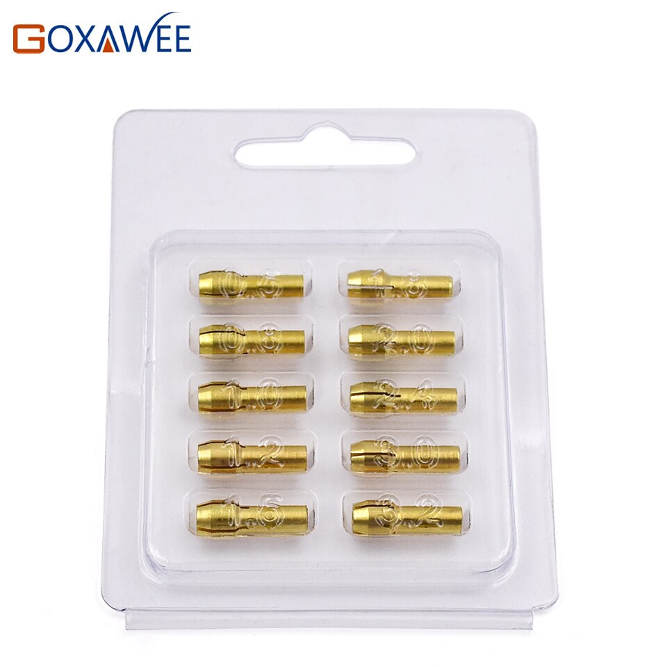 GOXAWEE 10 Pieces Mini Drill Brass Collet Chuck for Dremel Rotary Tool 0.5-3.2mm Brass Collet Chuck for Dremel Tools Accessories