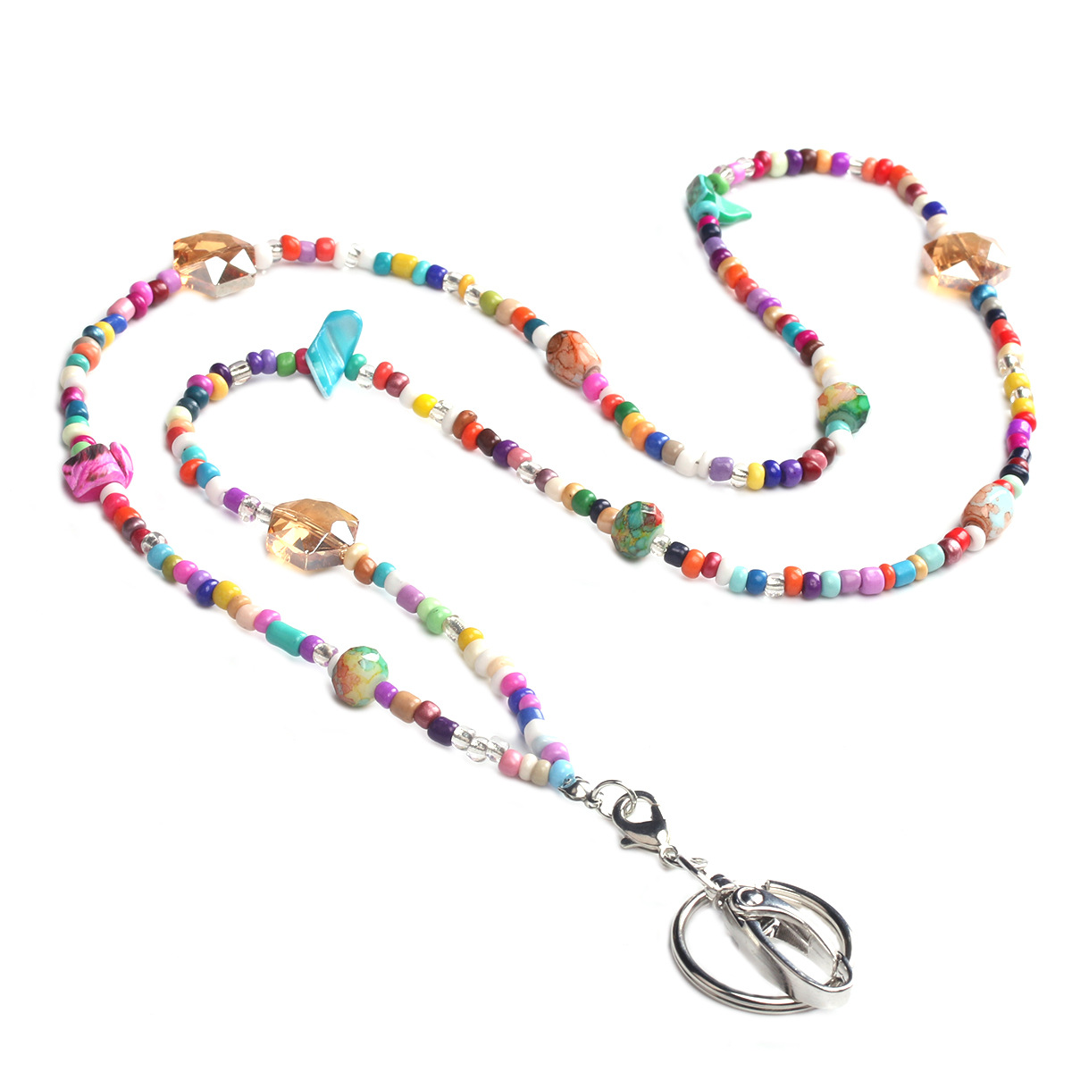 Beads Lanyards Badge Lanyards with ID Holder Keychain Holder Necklace Lanyards for Women Girl