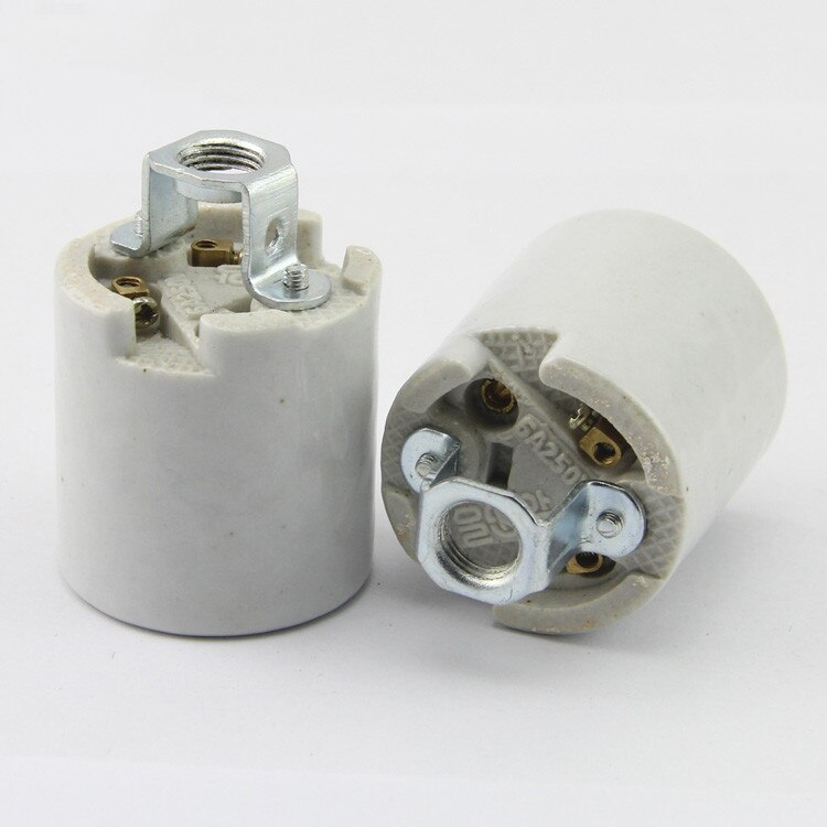 2pcs E14 high temperature resistant ceramic lamp holder E14 ceramic lamp holder size screw mouth lamp holder with bracket