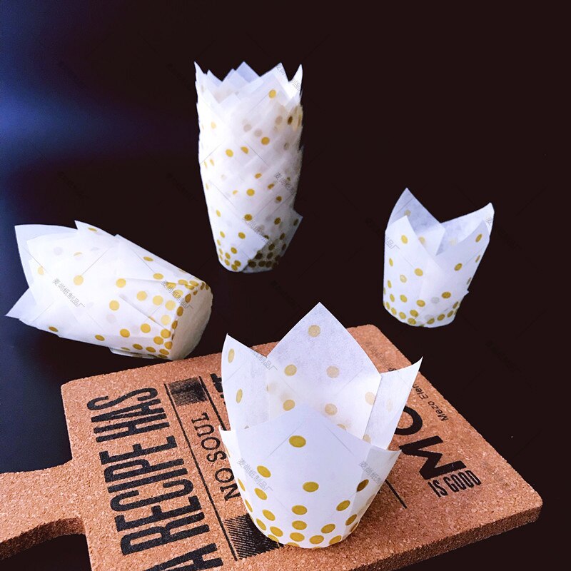10/50pcs Tulip Flower Cupcake Liner Baking Cup For Wedding Party Caissettes Tulip Muffin Cupcake Paper Cup Oilproof Cake Wrapper