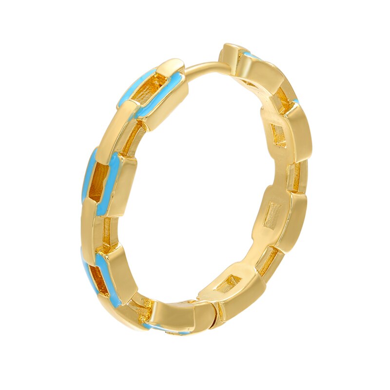 ZHUKOU 1 piece gold/silver color Round big hoop earrings women Enamel hoop earrings Jewelry VE287: gold light blue