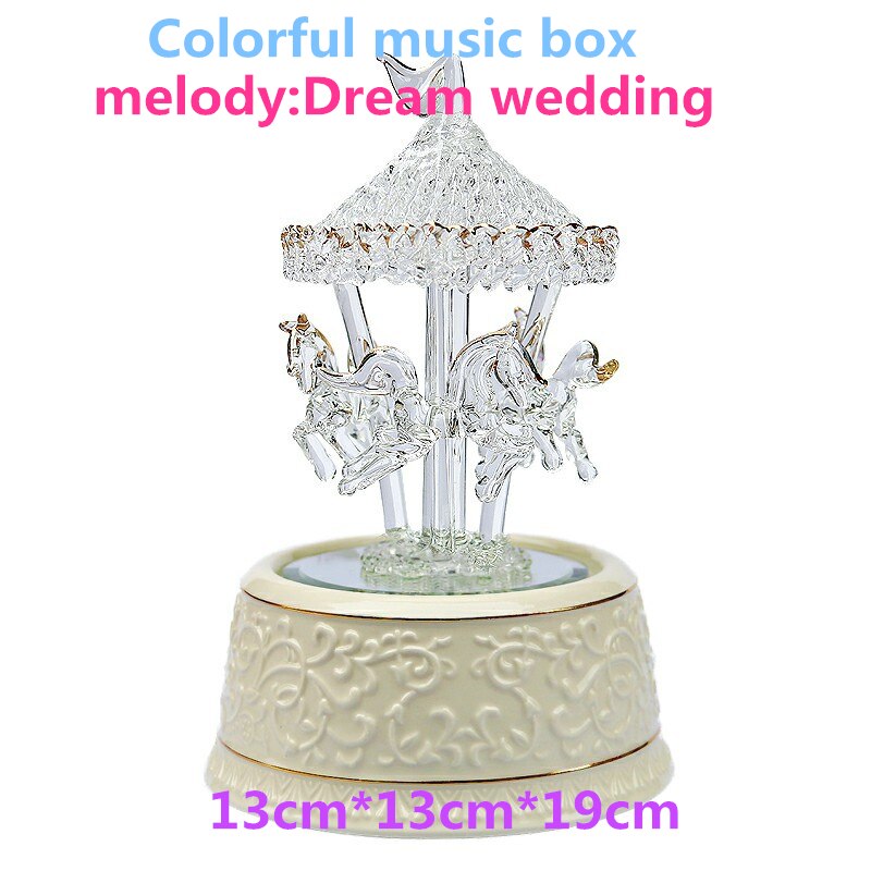 Boîte à musique luxueuse en verre de cristal coloré, d&#39;anniversaire, de noël, de mariage: Dream wedding