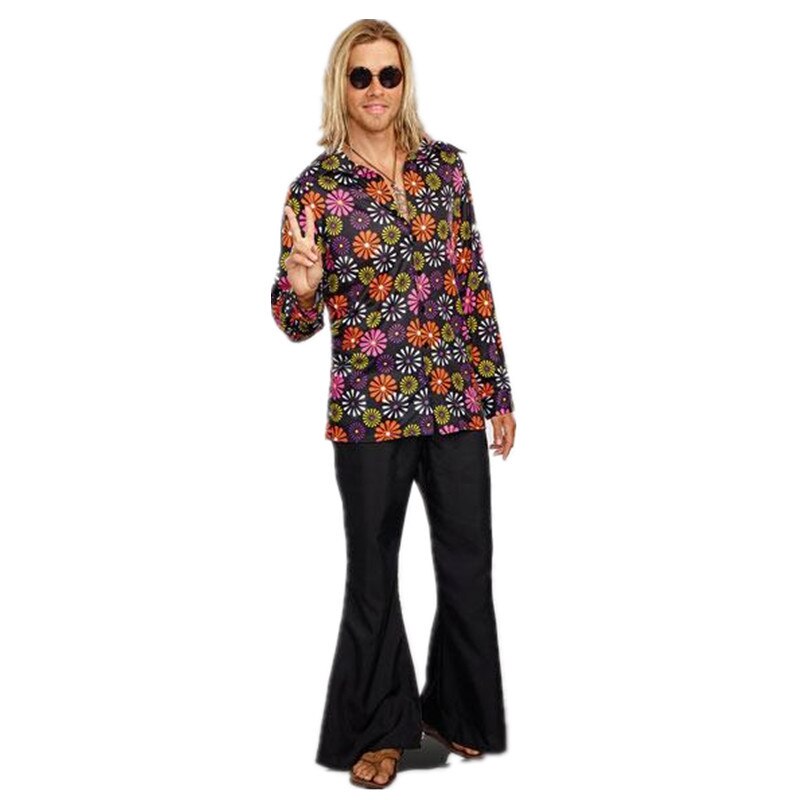 Retro Party Men 60s 70s Hippie Costume Halloween Saturday Night Fever Men's Funky Disco Ball Dress: XL