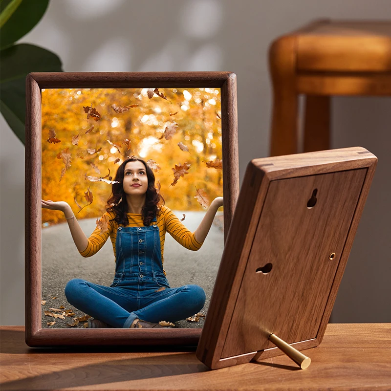 Marco de fotos moderno de madera maciza, de articulación de mortaja y espiga, Mini marco de fotos avanzado, decoración del hogar para pared de habitación, Porta Retrato FYPF: 5 pulgadas / BLANCO