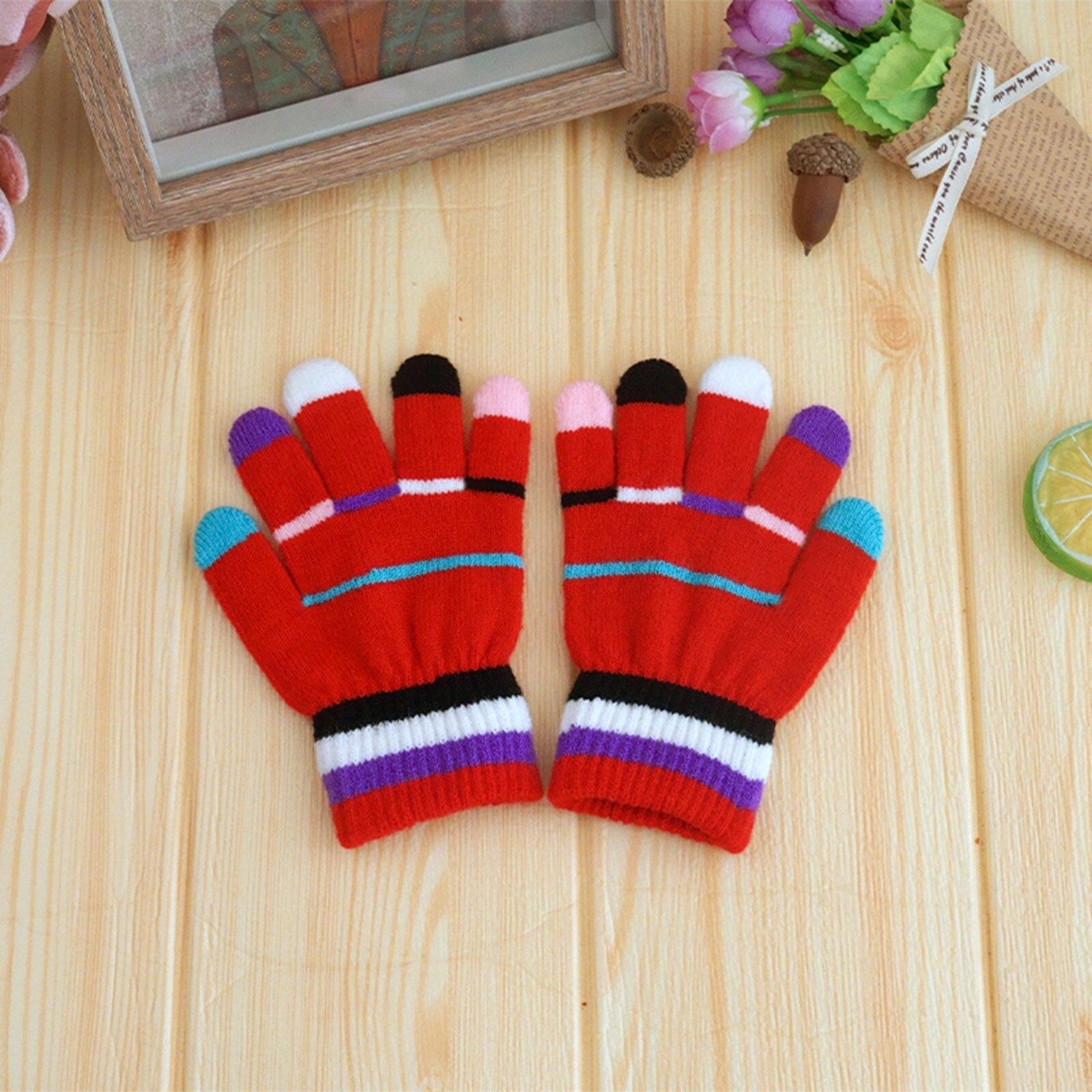 Spleißen Farbe Kaschmir Gestrickte Handschuhe freundlicher freundlicher Winter Warme Hand Handschuhe Touchscreen Volle Finger Handschuhe Guantes Invierno