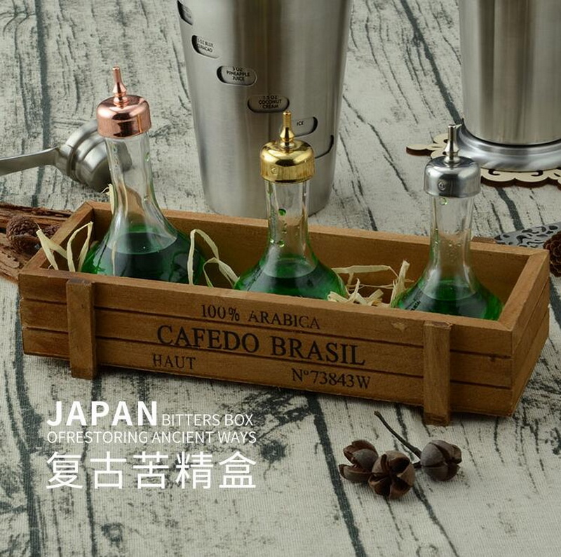 Bartender bar værktøj bitter opbevaring trækasse japansk retro bar dekorationsæske ornamenter vanilje kaffekasse