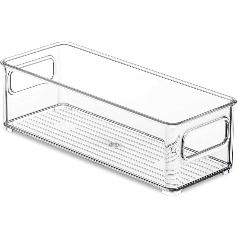 Refrigerator Organizer Bins, Clear Stackable Plastic Food Storage Rack with Handles for Pantry, Kitchen: Clear