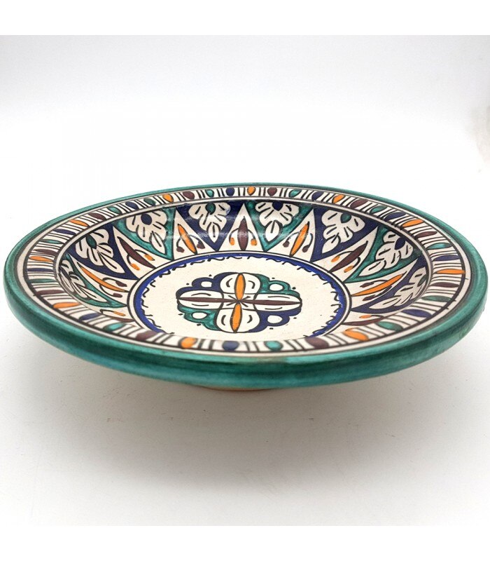 Assiette creuse arabe - Céramique de Fès - 25 cm - Peint à la main-Multicolore