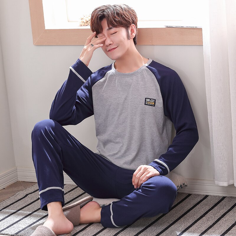 Pijama de manga larga para hombre, ropa interior de punto para mantener el calor, ropa para dormir, Otoño e Invierno