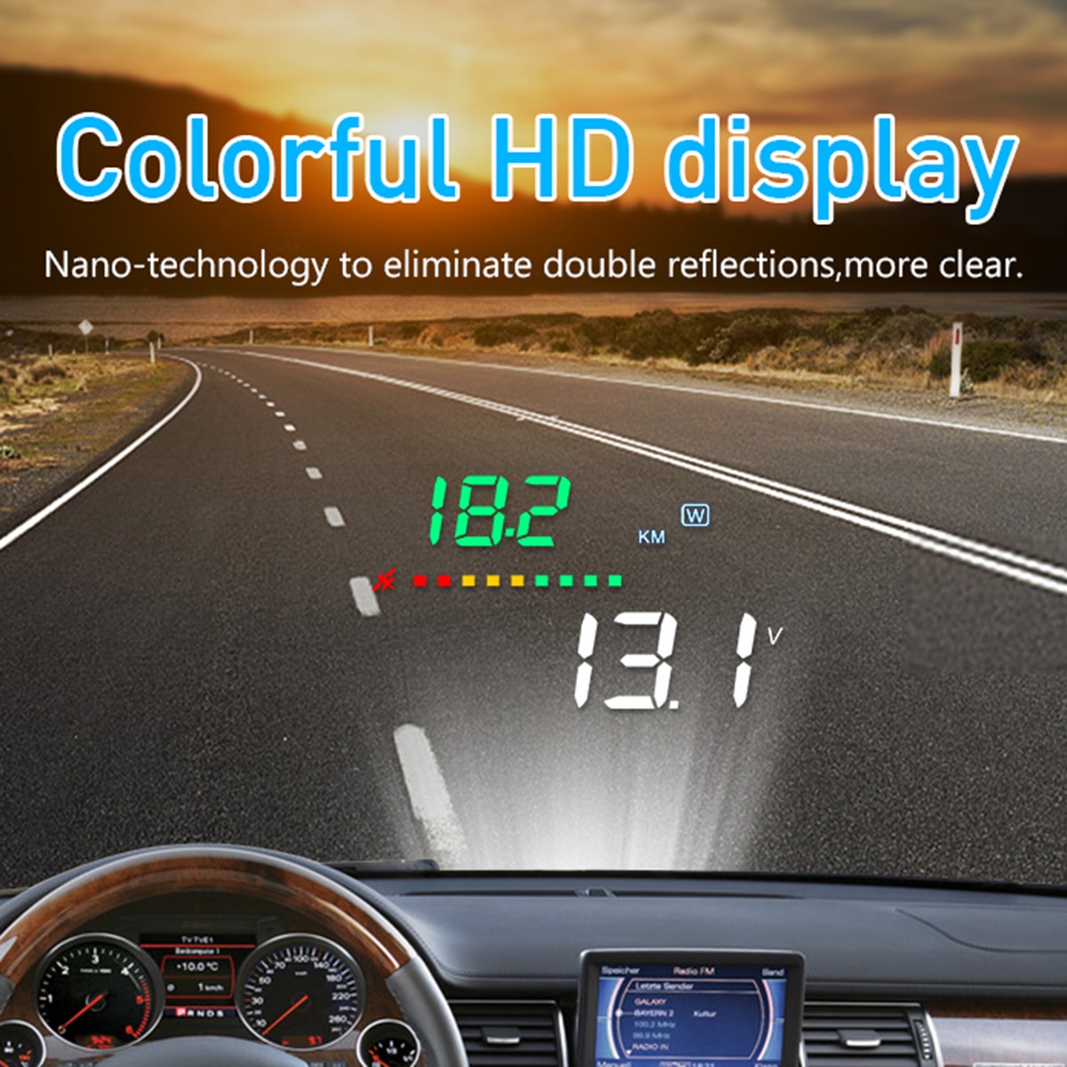 GPS HUD Display Car Head Up Display Satellites Speed Compass GPS Speedometer Car Windshield Project for all Vehicles