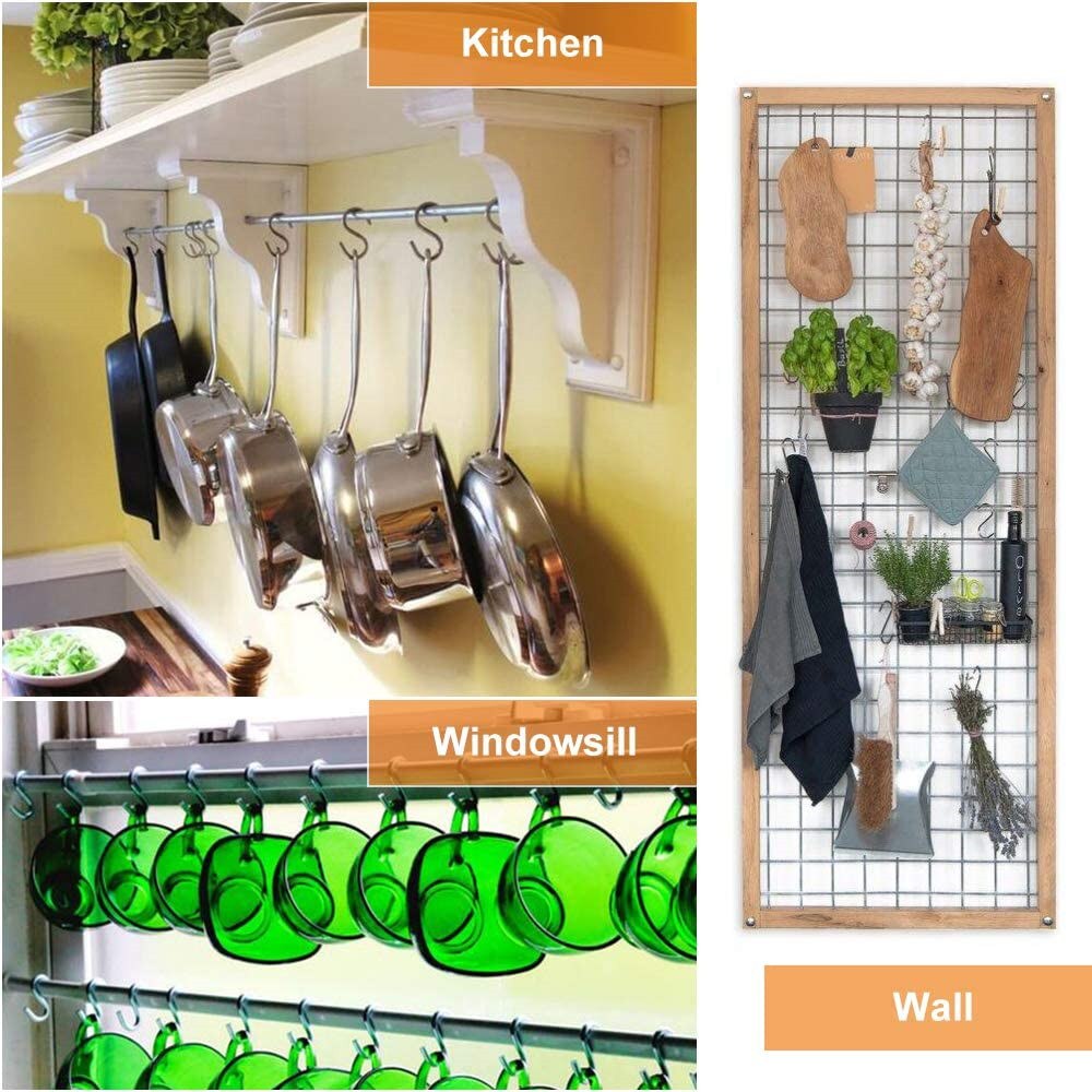 10 Pcs Set S Hooks for Hanging Rustproof Hanging Hooks Heavy Duty Stainless Steel Hooks Kitchen Closet Hooks Hanging Plants