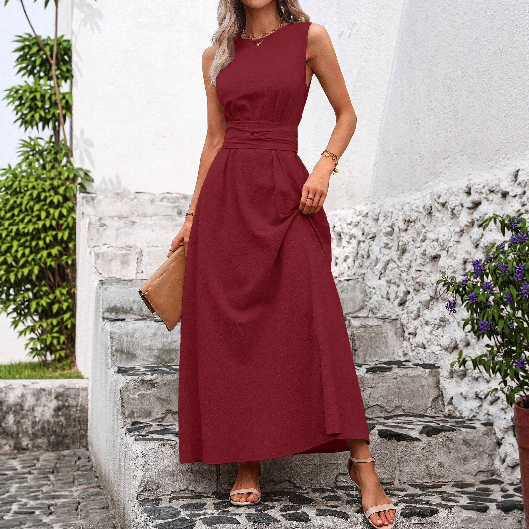 Lange jurken zonder mouwen, formele avondjurk, lente/zomer, veelzijdige strandjurk, resortjurk, comfortabele casual lange jurk voor dames