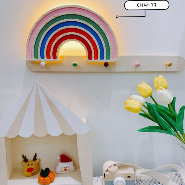 Nordic Style Handmade Painted LED Rainbow Building Blocks Rainbow Night Light Wall Hanging Rainbow Lamp Kid's Room Decor Props: 17