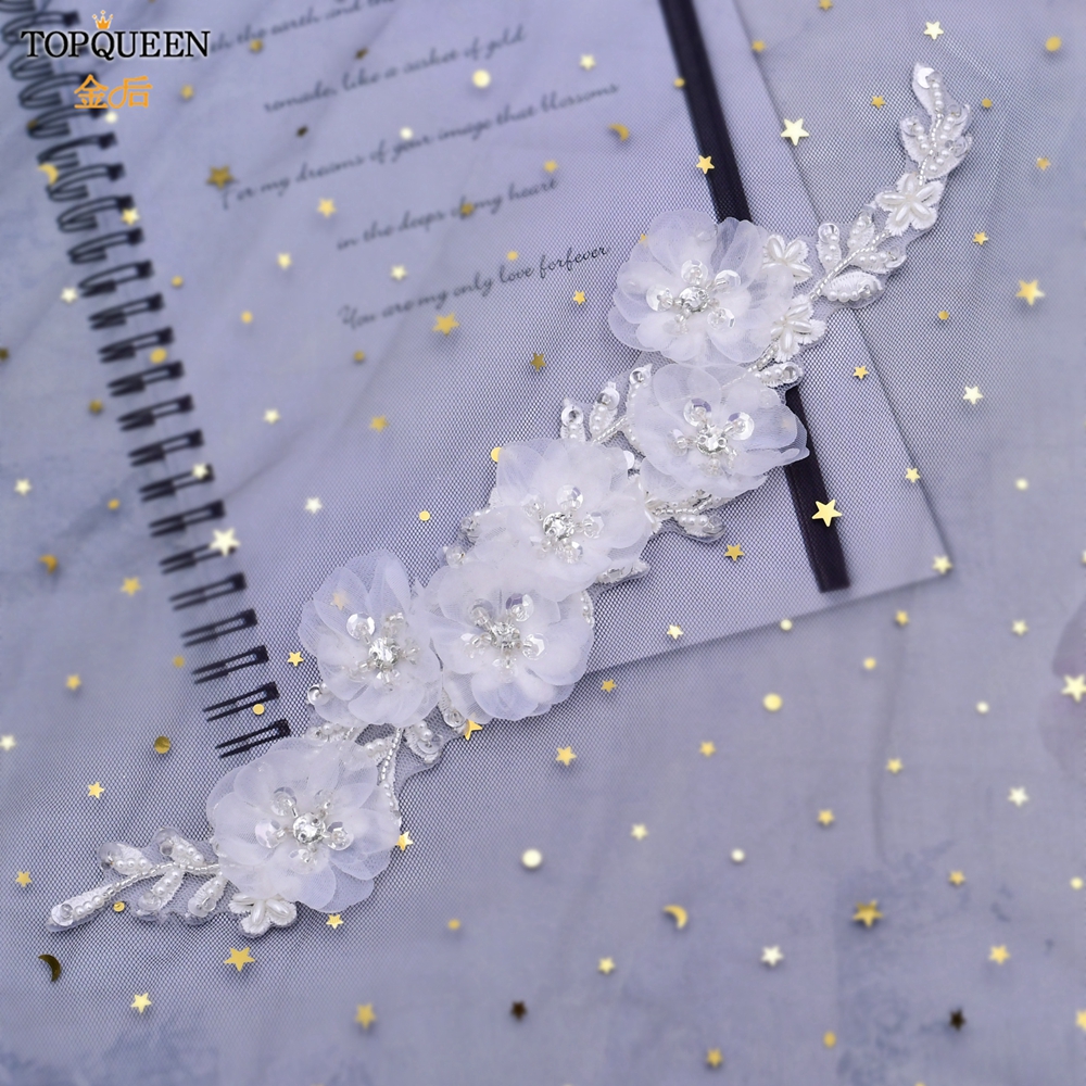 Topqueen Luxe Bruids Riem Applique Riem Met Bloem Bridal Accessoires Sash Vrouwen Witte Bloem Riemen Riem S249