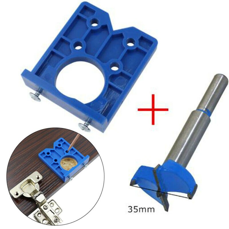 35mm abs skjult hengsel hull jig + drill bits verktøy passer kjøkken skap dør posisjonering installasjon møbler dør hengsel