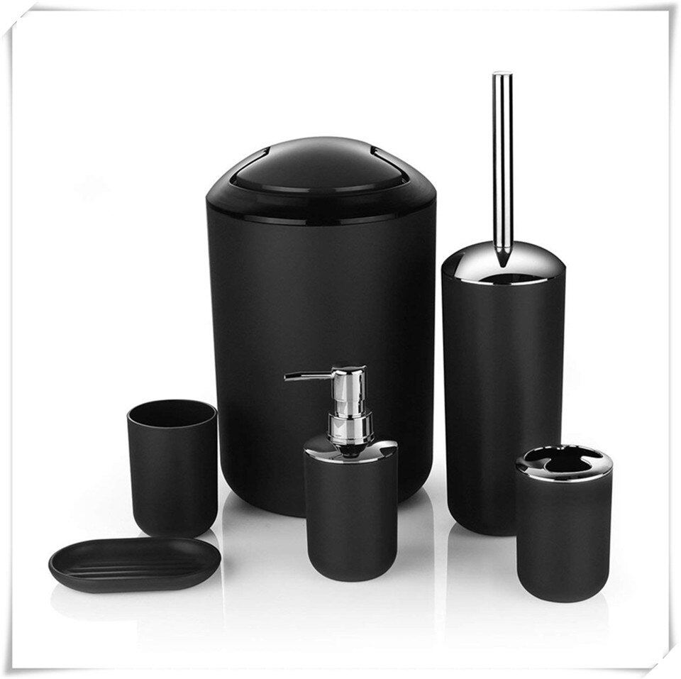 MSJO Bathroom Accessories Set 6PCS Decor Storage Black Soap Dispenser Toothbrush Toothbrush Holder Modern Home Decor Accessories: black bathroom set