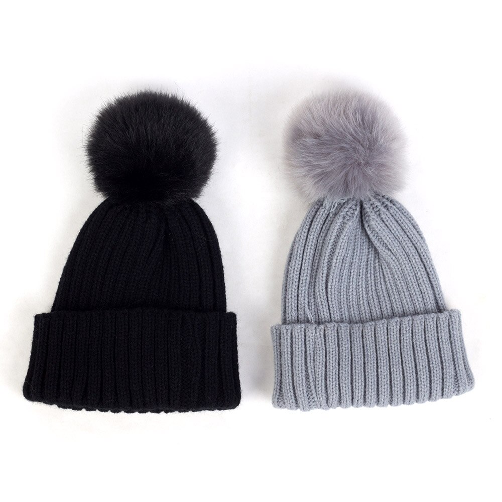 Geebro Lue for Barn - Koselig Strikket Lue med Pompon - Vinter Høst - Unisex