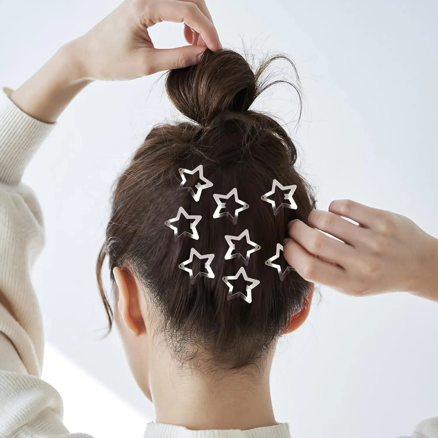 10/25/50/100/200 Uds Y2K pinzas para el cabello de estrella plateada para niñas Clip de Metal horquillas pasadores agarre para el cabello joya accesorios para el cabello