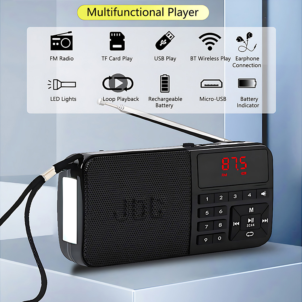 Radio FM Przenośne radio kieszonkowe Bluetooth Akumulator Obsługa słuchawek Karta USB TF Odtwarzacz MP3 z mini odbiornikiem radiowym