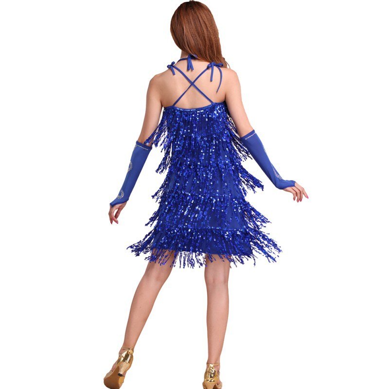 Dance Dress For Girls Women Latin Dance Dress Ballroom Dance Wear Sequins Tassel Latin Costume Vestidos