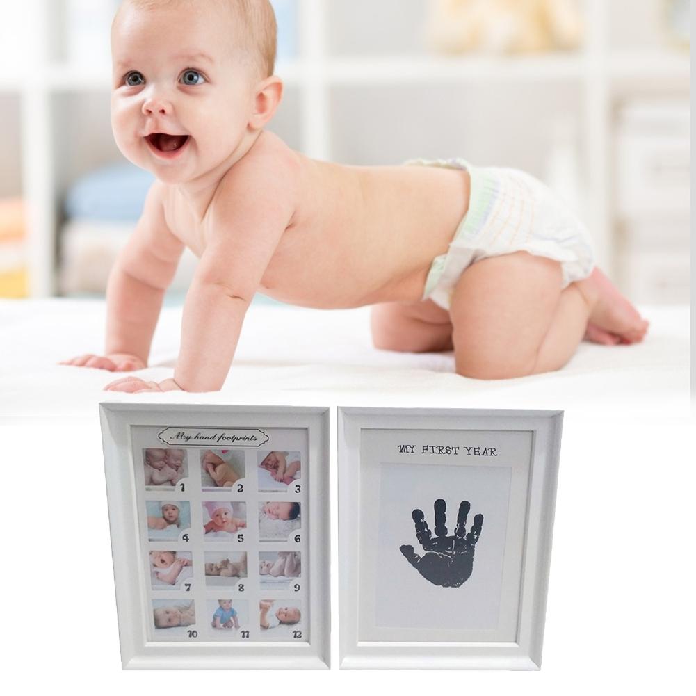 Fotoramme baby fotoramme nyfødt væg billedbog type baby alder børn 12 måneder vækst håndaftryk fodaftryk fotoramme