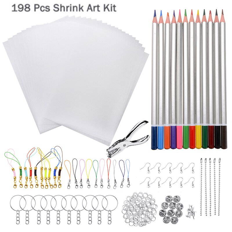 Semi Transparante Krimpkous Plastic Vel Kit Shrinky Papier Perforator Sleutelhangers Potloden Diy Tekening Art Supply