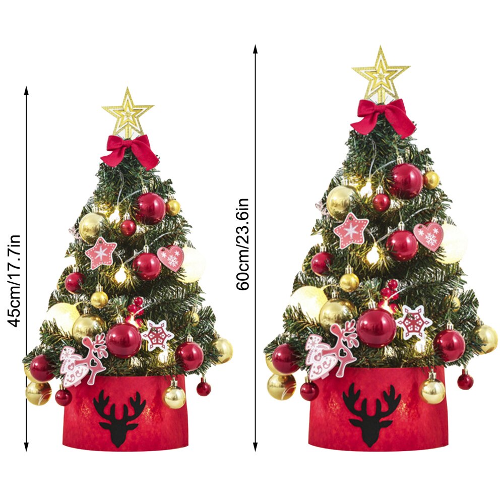 Christmas Tree Set LED Artificial Room Desktop Decoration DIY Glow Glowing Tabletop Ornaments Mini