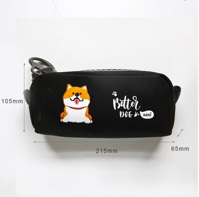 coloré grande capacité porte-crayon Kawaii dessin animé stylo sac boîte mignon toile crayon école papeterie fournitures 050022: Black