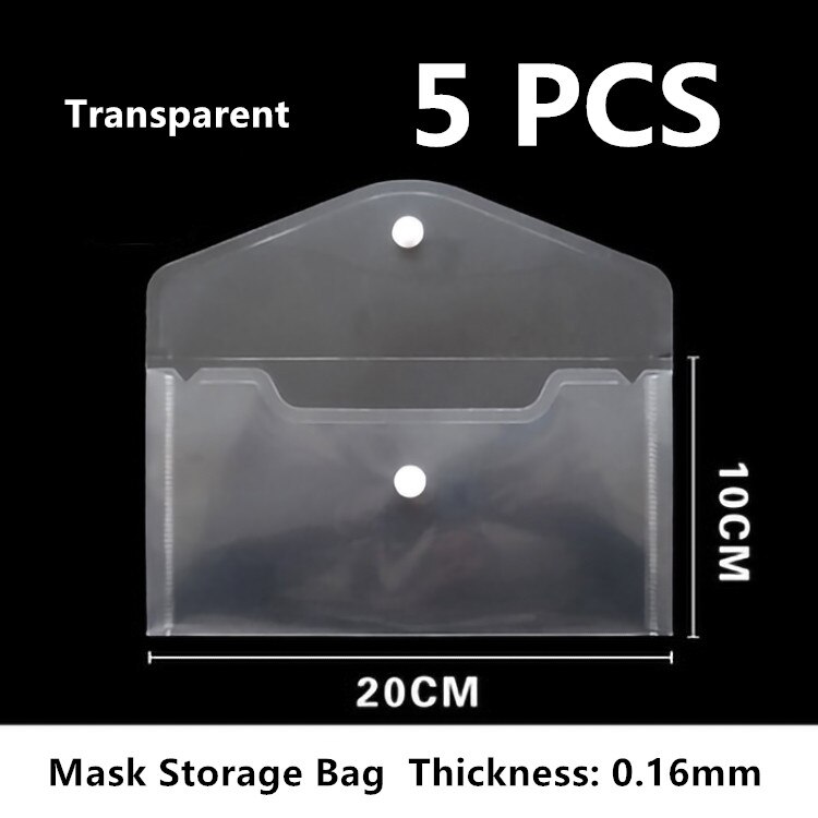 10 stk anti-støv maske opbevaring bærbar pvc maske clips engangs ansigtsmaske opbevaring kuffert beholder sammenfoldelig genbrugsmaske holder: 5 stk 01