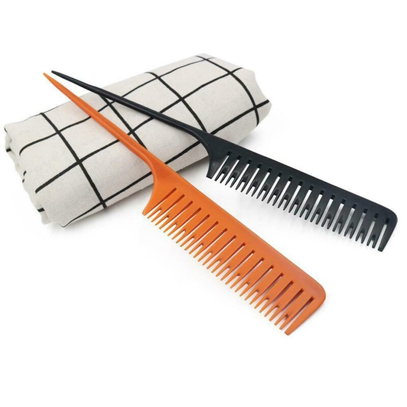Peines del salón para estilista de peluquería, herramienta de corte de pelo negra resistente al calor, peine de cola de punto de corte, peine Antiestático de carbono
