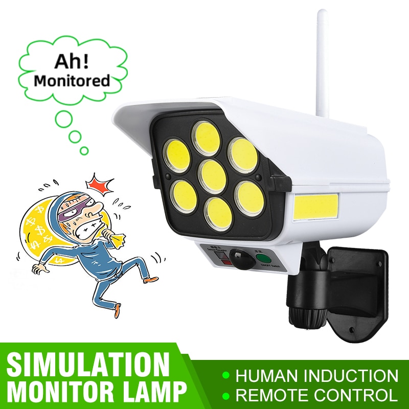 Remote Control Solar Projector Lamp Simulation Monitor Spotlight Courtyard Body Induction Flood-light Outdoor Lighting