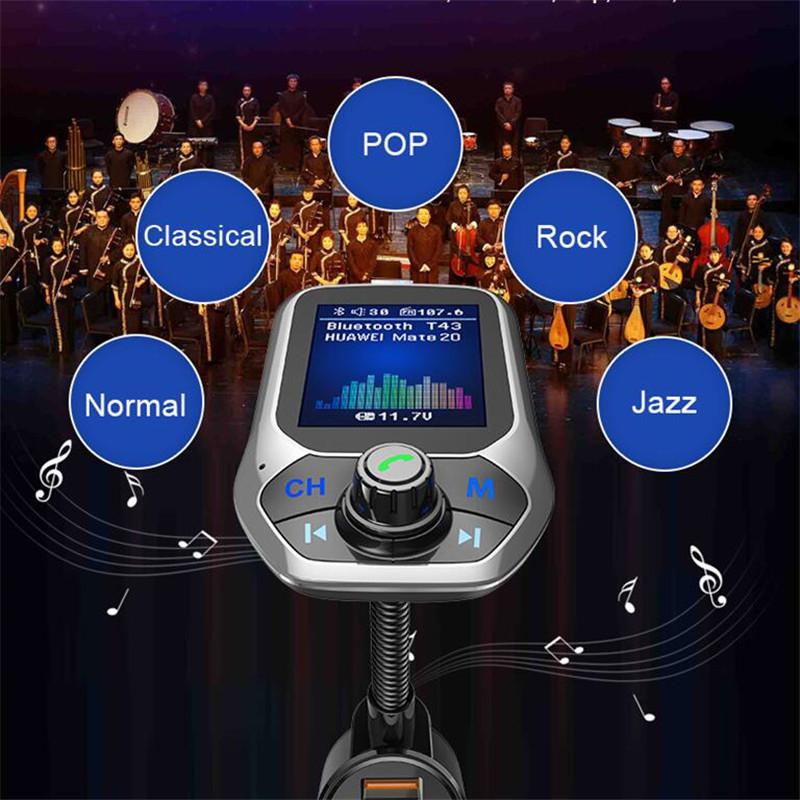 Chargeur allume-cigare bluetooth pour voiture à  mp3 lecteurs,  qc 3.0 port usb, kit mains libres pour véhicule, lecture de musique, prise pour appel téléphonique
