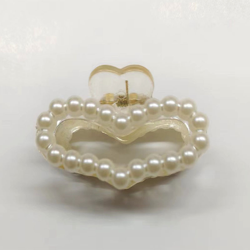 Pearls Beads Hairpin for Women Small Size Hair Claw Barrettes Headwear Horsetail Crab Hair Clip Hair Accessories: Yellow