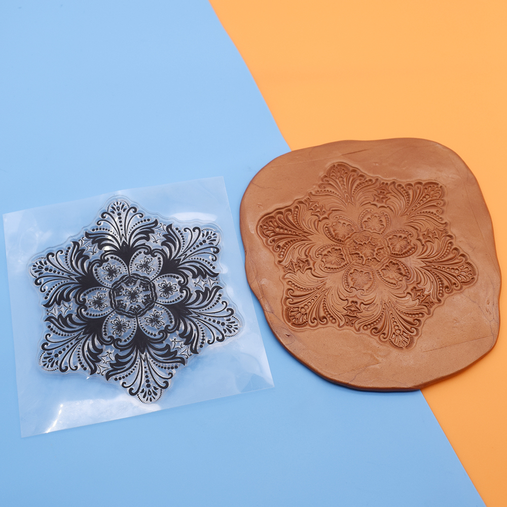 9 cm Ronde Mandala Polymeer Klei Textuur Stempel Vellen Emboss Mat Indruk Modellering voor Keramisch Aardewerk DIY Sieraden Art Craft: Licht Geel