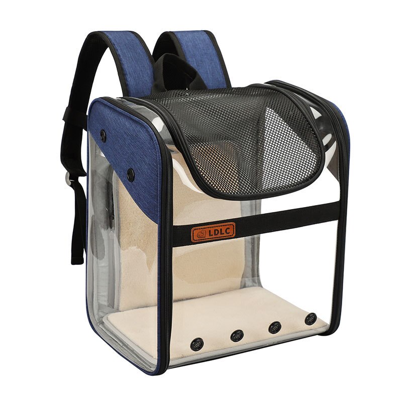 Mochila porta mascotas expandible, bolsa transparente para perros y gatos, bolsa de PVC para viaje, bolsa portátil, bolsas de hombro plegables para gatos: dark blue
