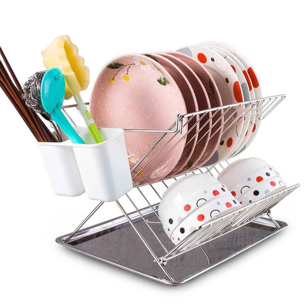 304 stainless steel bowl rack drain rack dish rack kitchenware shelf tableware bowl and chopsticks rack Lu52910