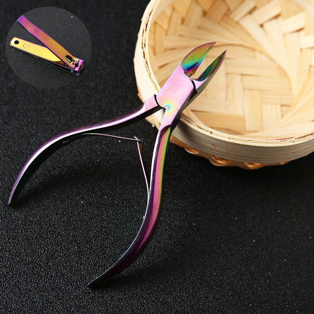 1 stk regnbue-negler i rustfritt stål nipper cuticle clipper død hudfjerner saks manikyr pedikyr nail art pleieverktøy