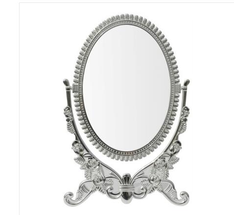 360 graders rotation europæisk oval dobbeltside lille bord spejl desktop makeup spejl hjemmepynt spejl hzj 002: Flisefarve