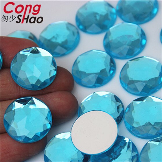 Cong Shao 20PCS 20mm Colorful Acrylic Rhinestone Round Flat Back Beads Crystal Stones DIY Costume Jewelry Crafts Scrapbook ZZ751: Sky Blue
