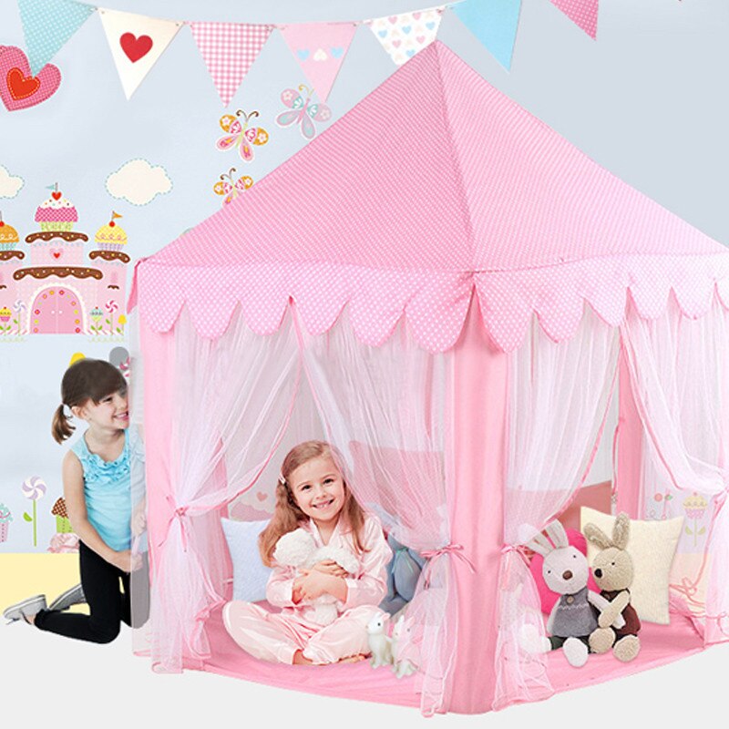 140*135Cm Grote Prinses Kasteel Tule Kind Huis Spel Selling Play Tent Yurt Creatieve Ontwikkelen Outdoor Indoor Verlichting ballen Speelgoed