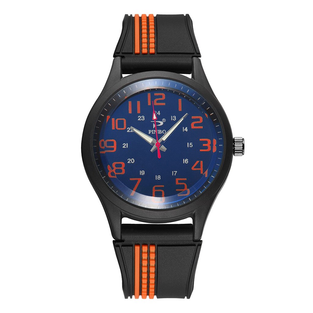 Men Soft Silicone Rubber Strap Sports Watch Simulated Quartz Watch: D