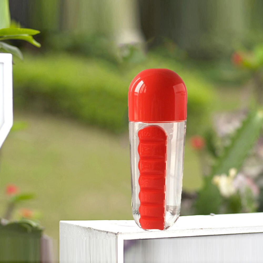 501-600 ml Water PC Fles Met Pillendoos 7 Dag Organizer Drinken Flessen Water Fles Reizen Draagbare 1 stuks