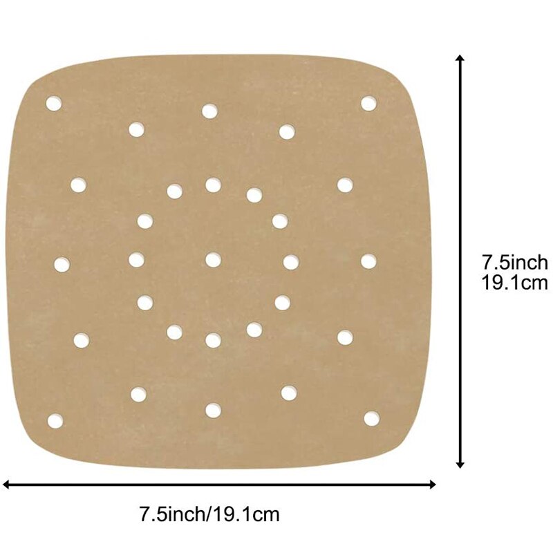 Freidoras de aire, 200 hojas, 7,5 pulgadas, freidoras de aire cuadradas sin blanquear, papel vaporizador, papel de silicona