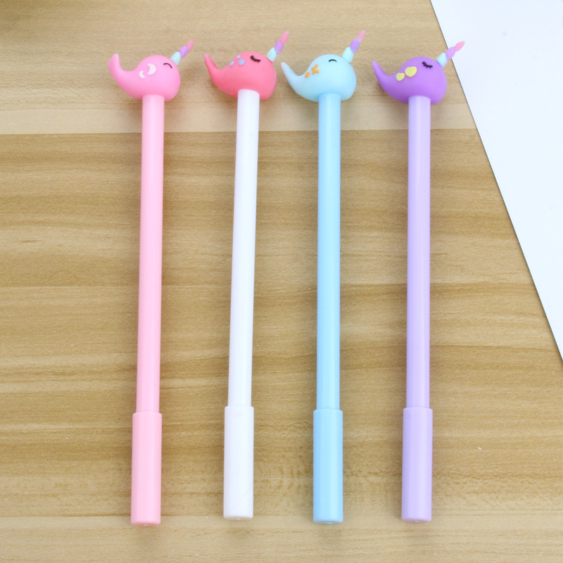 24 Stuks Creatieve Cartoon Narwal Zwarte Gel Pen Student Leren Briefpapier Kawaii Schoolbenodigdheden Materiais Escolares