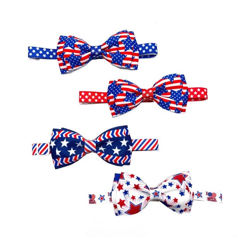 Pajarita para el día de la Independencia Americana para mascotas, Collar ajustable para perros, corbatas para perros, accesorios de aseo para perros, pajarita para mascotas, 50/100 piezas