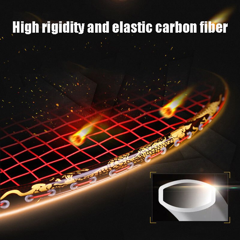 Badmintonracket van volledig carbon met t-kop, offensief trainingsracket en dragon badminton enkelschots racket.